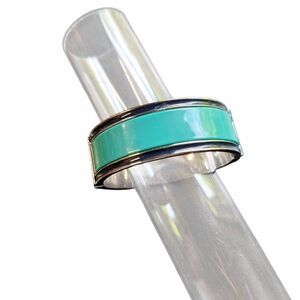 Talbots GREEN & Silver Cuff Style Bracelet Enamel Colorful Preppy Coastal Magnet